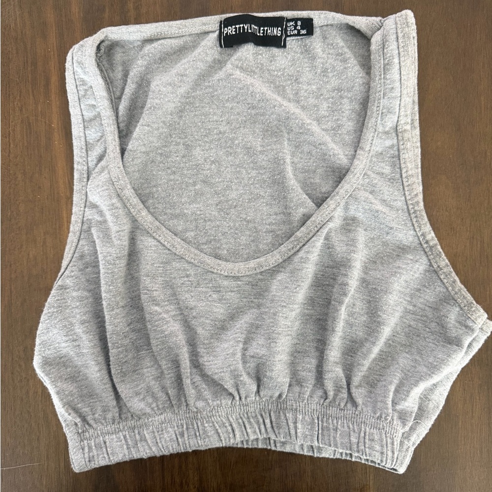 PrettyLittleThing Gray Crop Top